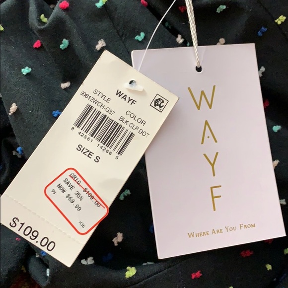 Wayf black with multi colored polka dots dress - Picture 7 of 7